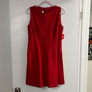 SPANX PERFECT FIT AND FLARE DRESS Elegant Red Sleeveless Dress